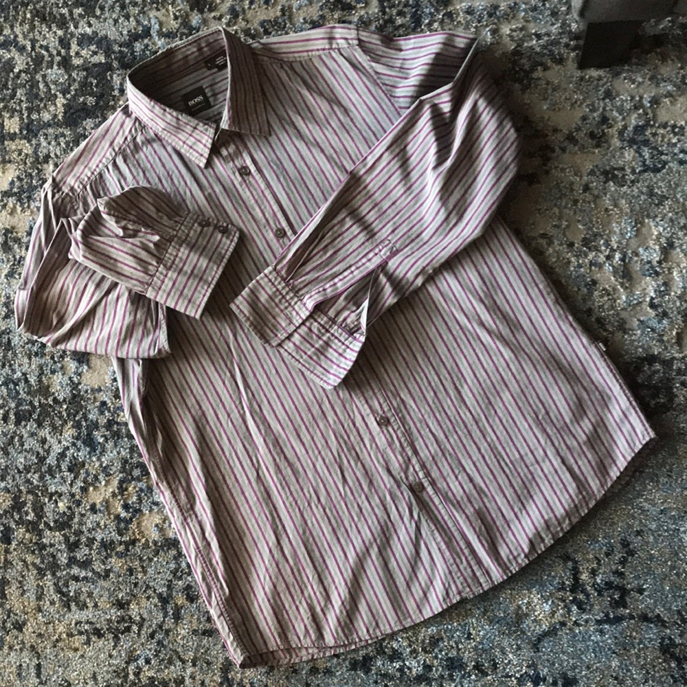 Hugo Boss Lucas regular fit striped dress shirt, L